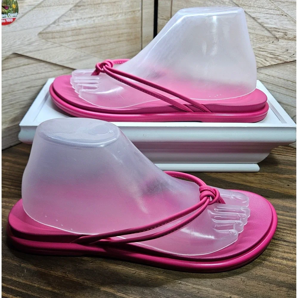 OluKai Aka‎ Thong Sandals Pink Plumeria Knot Strap Flip Flops 10-10.5 #546